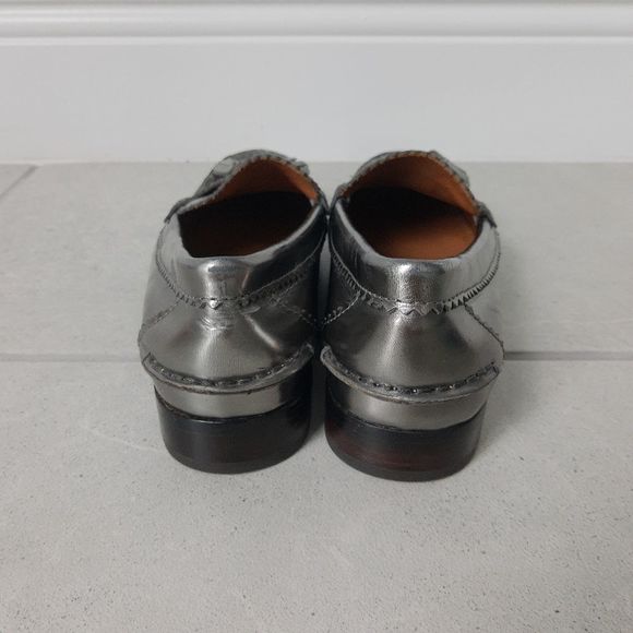 Haydee Silver Pewter Metallic Leather Tasseled Loafers - Picture 3 of 9